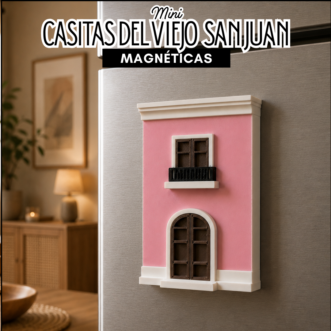 Casita rosa magnética inspirada en el Viejo San Juan, magneto boricua para nevera - vista 2