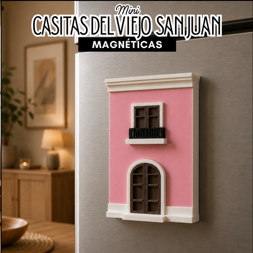 Casita rosa magnética inspirada en el Viejo San Juan, magneto boricua para nevera - vista 2