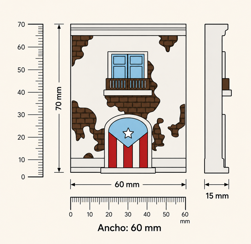 Casita amarilla de cuatro puertas magnética inspirada en el Viejo San Juan - vista 2