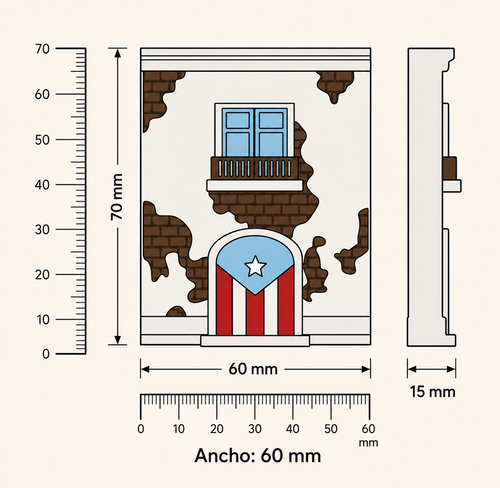 Casita amarilla de cuatro puertas magnética inspirada en el Viejo San Juan - vista 2