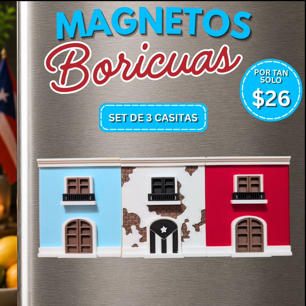 Paquete Fuerza de 3 magnetos boricuas BoriLayer inspirados en Puerto Rico