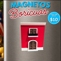 Casita roja magnética inspirada en el Viejo San Juan, magneto boricua para nevera