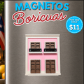 Casita rosa de cuatro puertas magnética inspirada en el Viejo San Juan