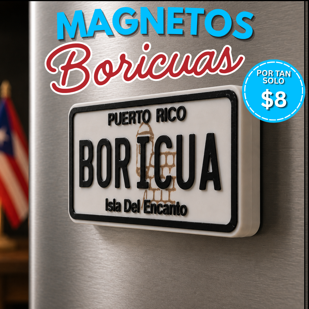 Tablilla clásica boricua magnética, regalo de Puerto Rico para decorar nevera