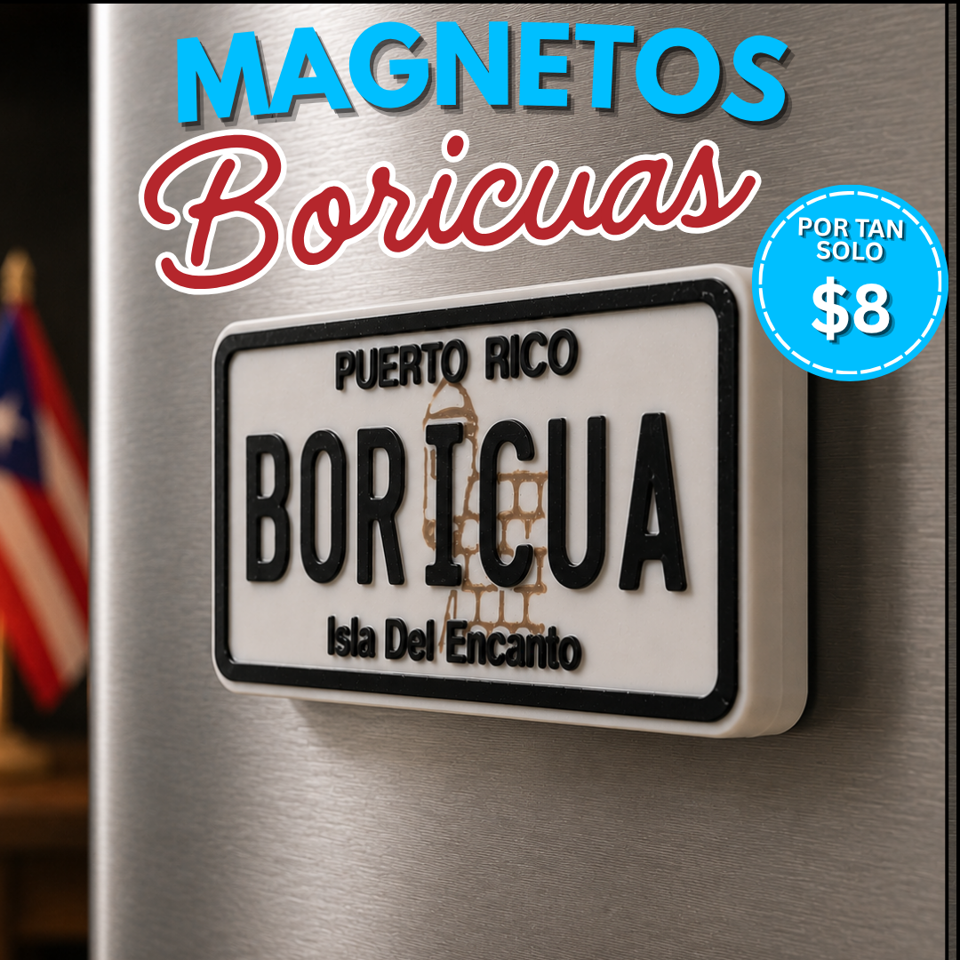 Tablilla clásica boricua magnética, regalo de Puerto Rico para decorar nevera