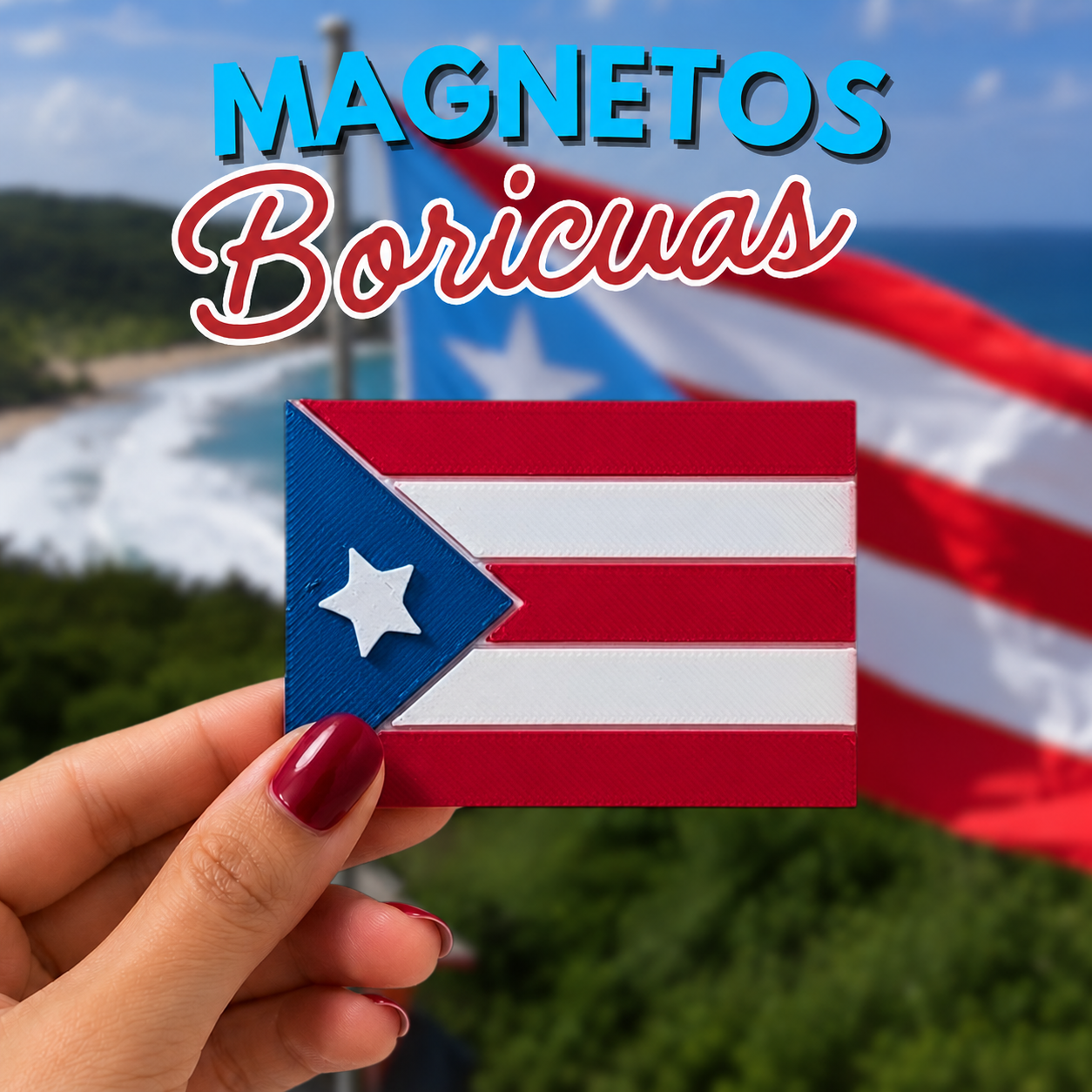 Bandera Azul Marino Magnética | Regalo de Puerto Rico