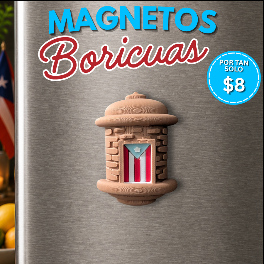 Garita bandera azul celeste magnética inspirada en Puerto Rico, souvenir boricua para nevera