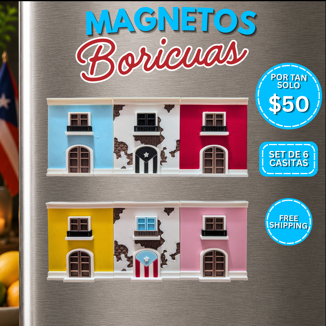 Paquete Patria de 6 magnetos boricuas BoriLayer inspirados en Puerto Rico