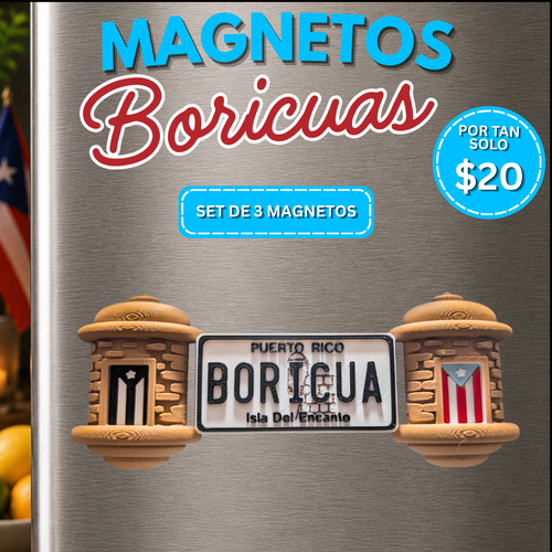 Paquete Castillo de 3 magnetos boricuas BoriLayer inspirados en Puerto Rico