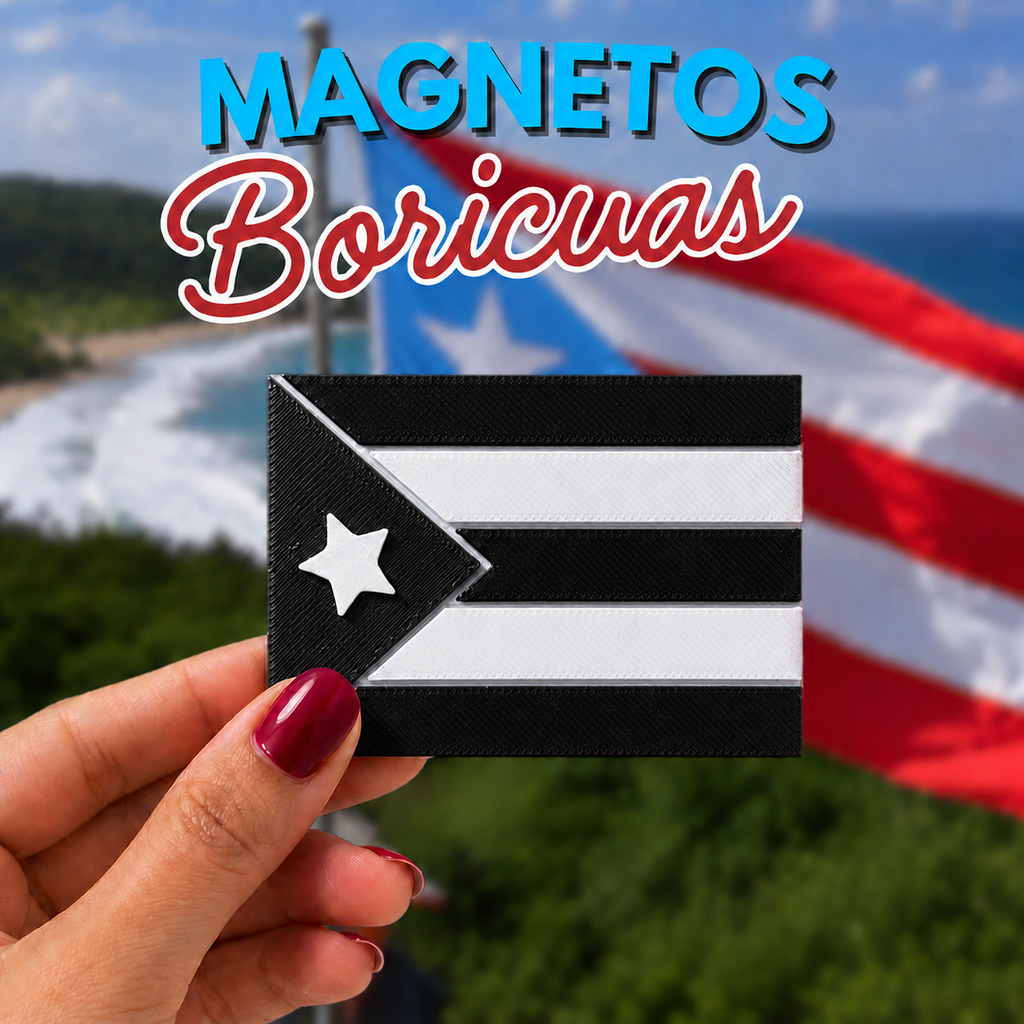 Bandera Negra Magnética | Regalo de Puerto Rico