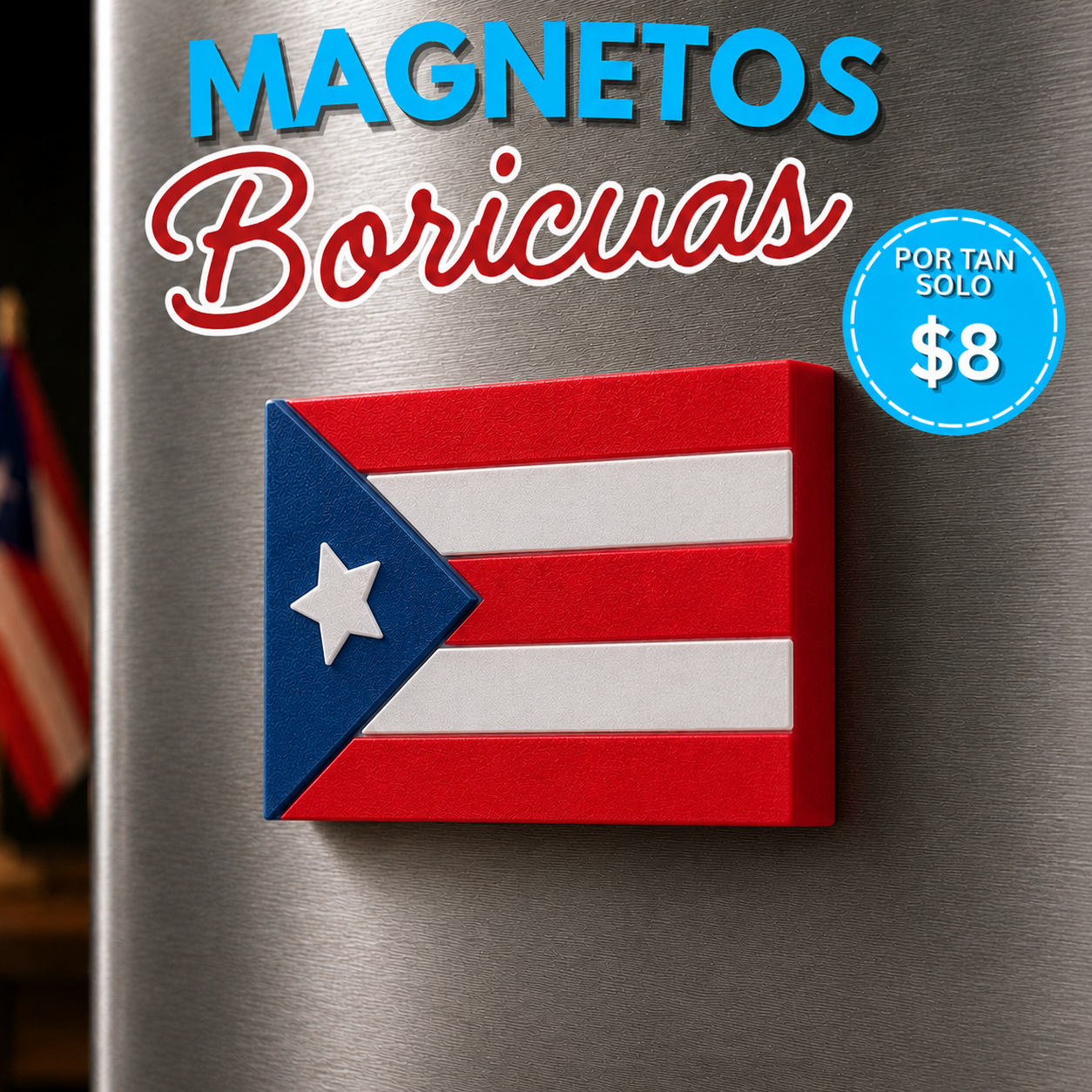 Bandera Azul Marino Magnética | Regalo de Puerto Rico