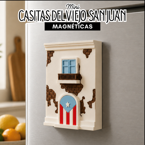 Casita bandera azul celeste de Puerto Rico magnética inspirada en el Viejo San Juan - vista 2